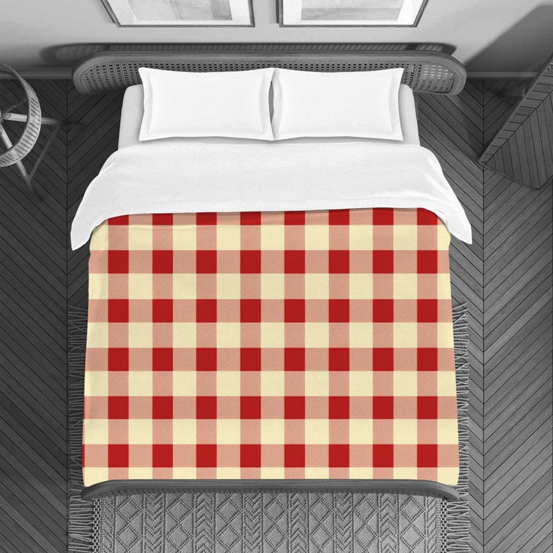 Housse de couette , Housse de couette pour grand lit, Rouge / Beige
