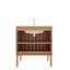 Meuble-lavabo de salle de bain 30 po avec lavabo, armoire de rangement autoportante moderne avec portes doubles, lavabo en céramique blanche sans robinet, couleur bois naturel