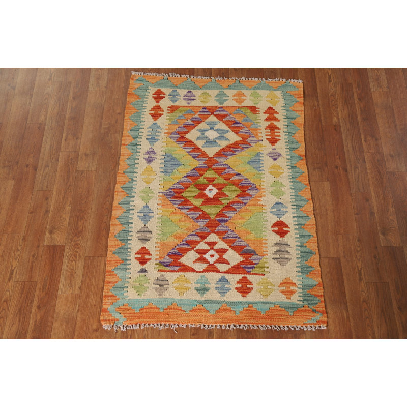 Tapis oriental en laine South Western Kilim 3 x 4