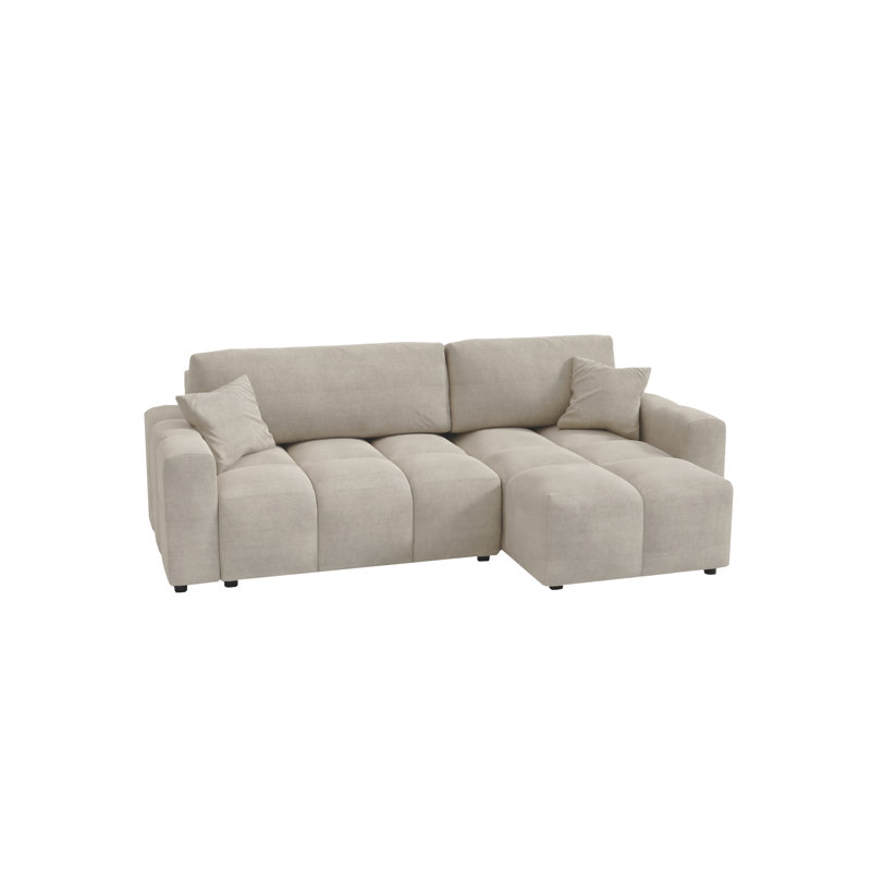 Mellie 4 Seater Sofa Bed with Storage, Right Hand Facing, Mellie Beige Microfiber / Microsuede