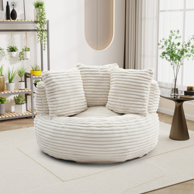 Fauteuil à billes moderne, canapé paresseux rembourré avec coussins et poignée