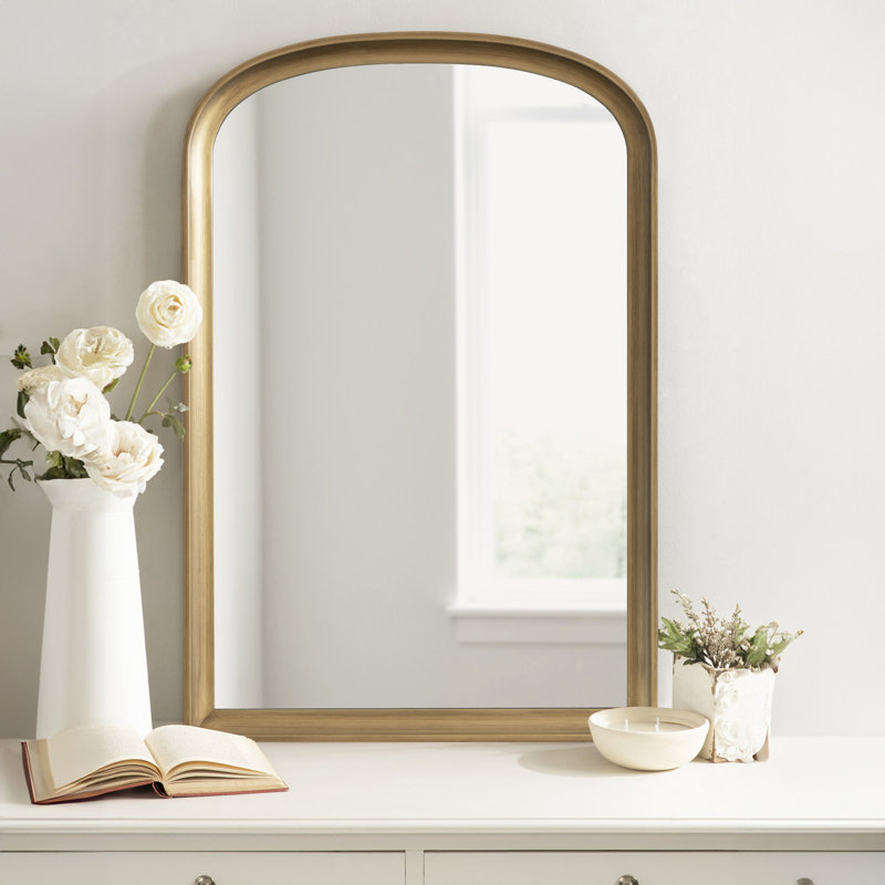 Miroir d'appoint mural Daquan, Or, Bois manufacturé, 36 po x 24 po