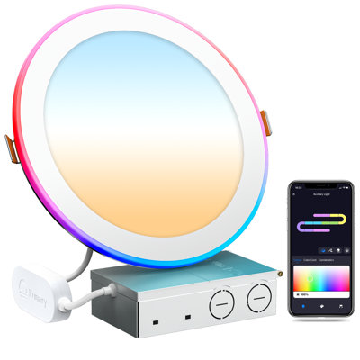 Lumary 8 " RGBAI Smart Recessed Lighting with Gradient Accent and Night Ring, WiFi  LED Downlight Work with Alexa/Google Assistant/Siri, 1 Pack