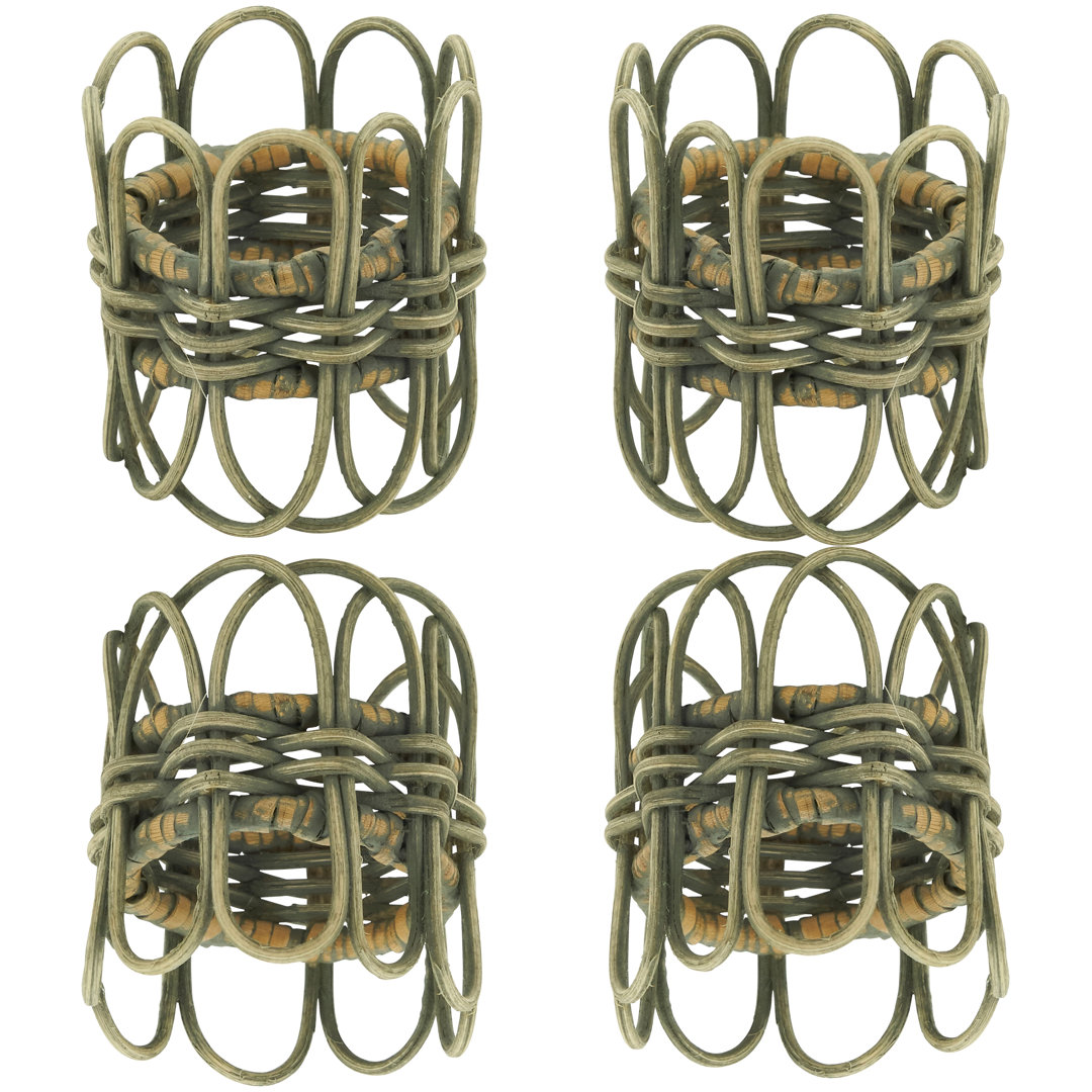 Hughie Rattan Napkin Rings with Twisted Design (Set of 4) Birch Lane™ 