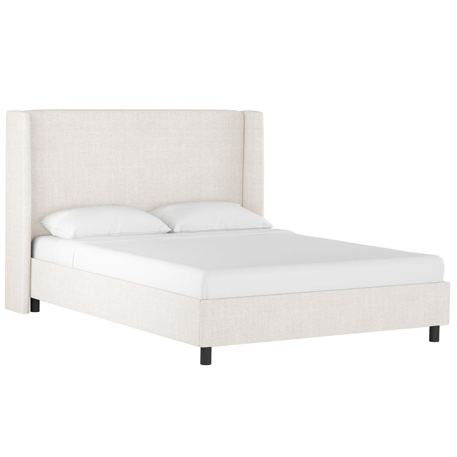 Tilly Linen Upholstered Wingback Bed, Full, Zuma White Textured Linen