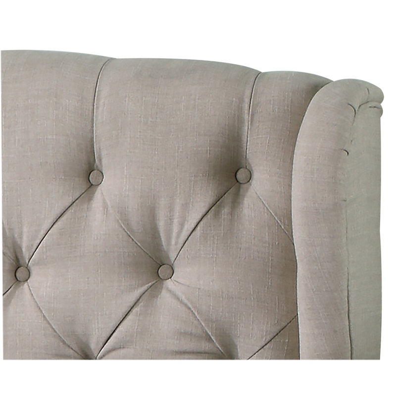 Autrey Upholstered Wingback Bed, Queen, Beige