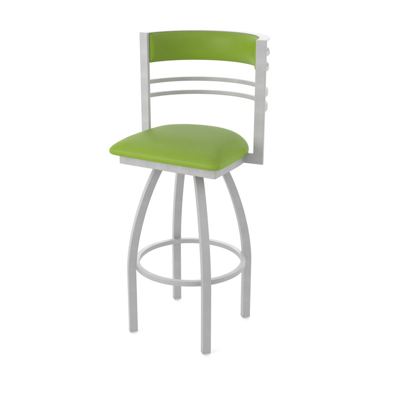 Hunter Swivel Stool, Nickel anodisé, Tabouret de comptoir (siège d'une hauteur de 25 p, Vinyle - Canter Kiwi - vert