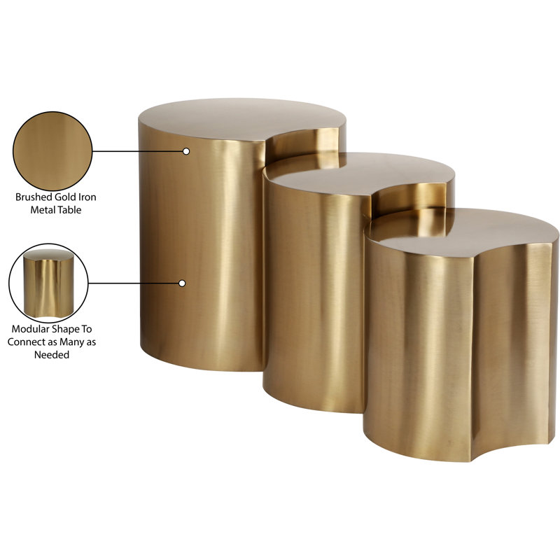 Ismah Iron Top End Table Set, Gold