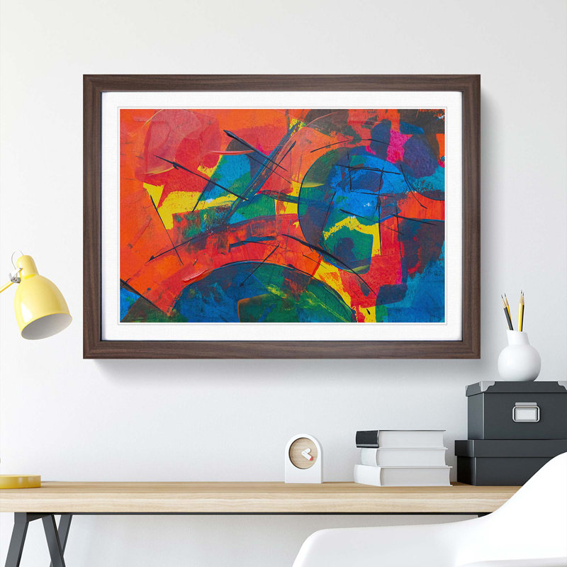 Abstract Art Painting Vol.431 by S.Johnson - Framed Print, 48cm H x 65cm W x 2cm D, Walnut Framed
