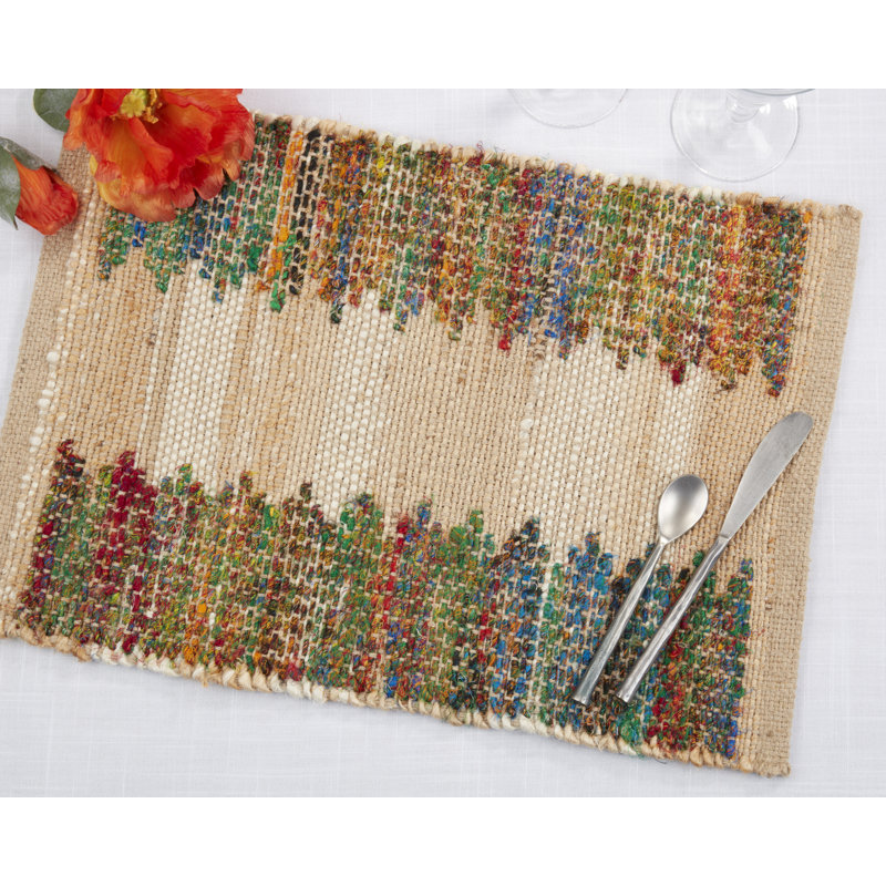 Rainbow Rhythm Multicolor Jute and Cotton Placemats, Set of 4