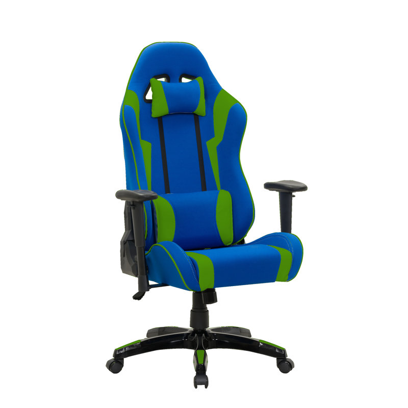 Fauteuil de jeu ergonomique à dossier haut, Bleu / vert