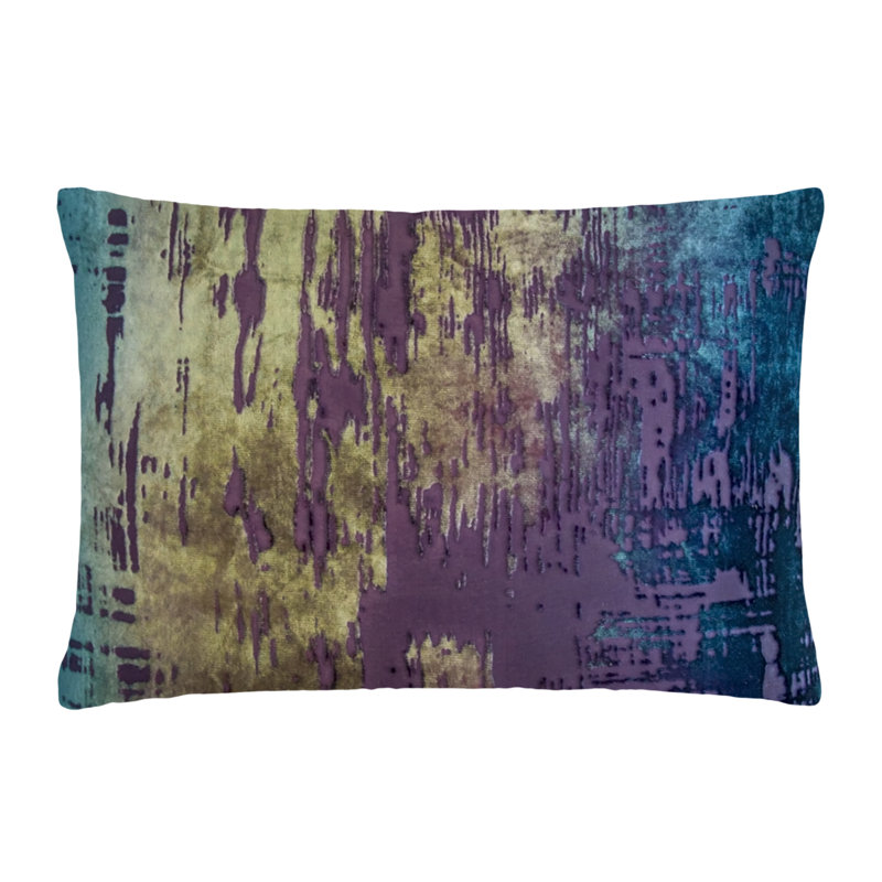 Brush Stroke Lumbar Pillow Cover & Insert, 14" H x 20" W, Peacock