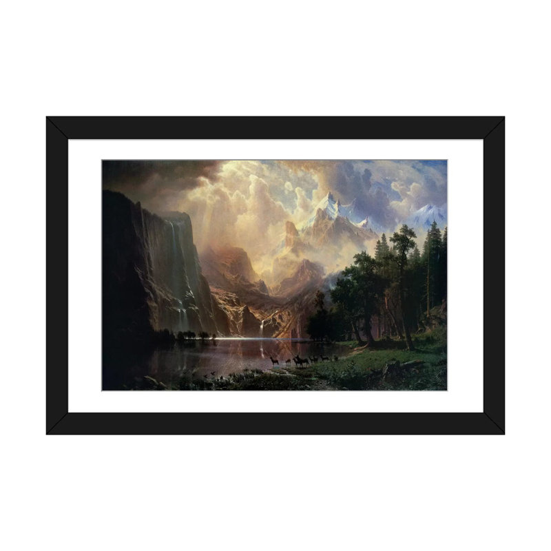 "entre sierra nevada en californie" par albert bierstadt,, reproduction de photo sur toile, H 24 po x l 32 po x P 1 po, Blanc