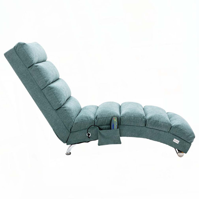 Chaise longue rembourrée Laquasia, Lin bleu sarcelle