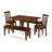 5 Piece Dining Table Set Includes a Rectangle Wooden Table with Butterfly Leaf and 2 Faux Leather Dining Chairs with 2 Benches, Mahogany-1909669205
