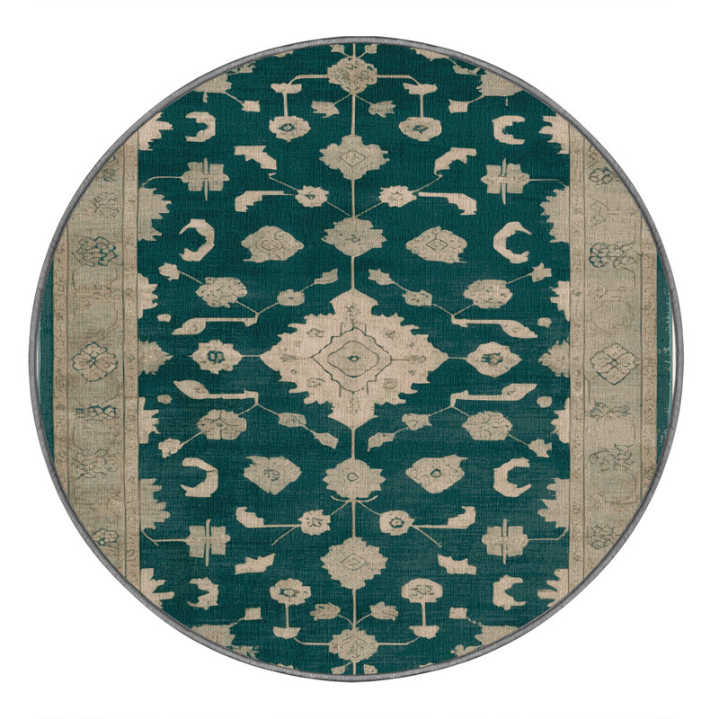 Machine Washable Overdyed Gray Area Rug, Round 3'