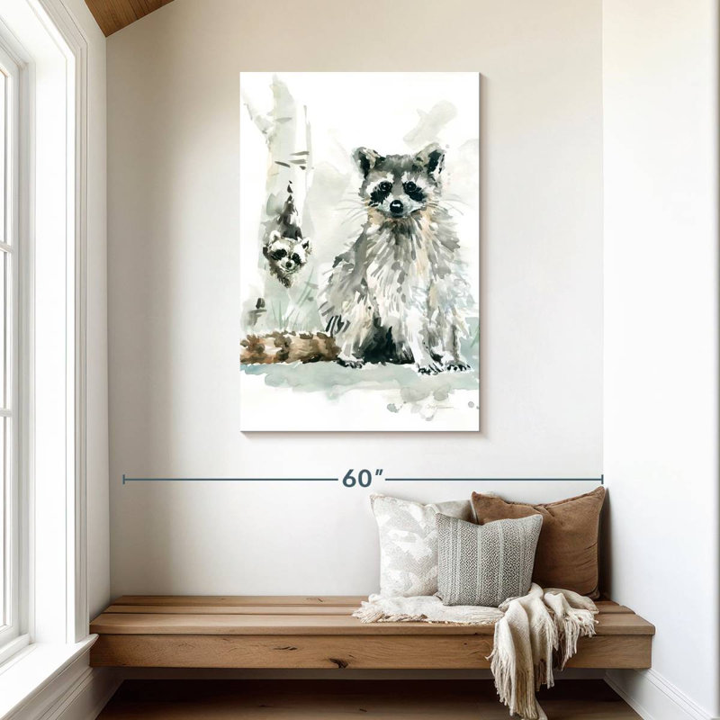 Raton laveur et bébé Brampt, H 45 po x l 30 po