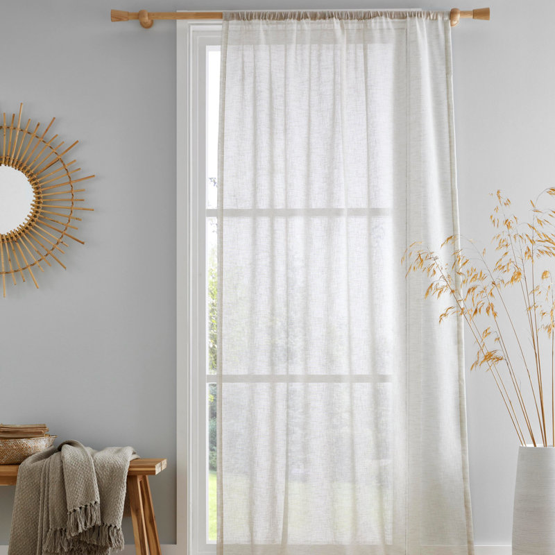 Protivin Semi Sheer Curtain Single Panel, Natural, Width 122 x Drop 140 cm