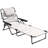 Patio Sun Chair, 4 Reclining Positions, Cream White, Face & Arm Holes, Pillow , Foldable For Enjoyment Chair Beach, 4 Adjustable,