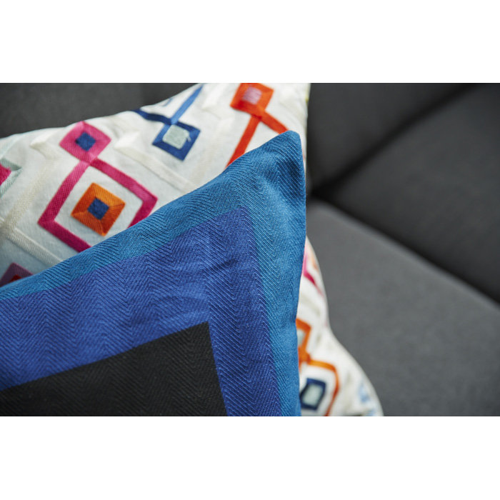 Ii Cotton Throw Pillow, Cobalt, 22" H x 22" W x 4" D, Down