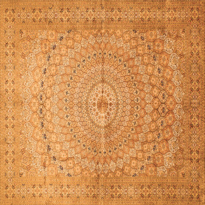 Tapis oriental orange tissé à la machine Mikaeyla