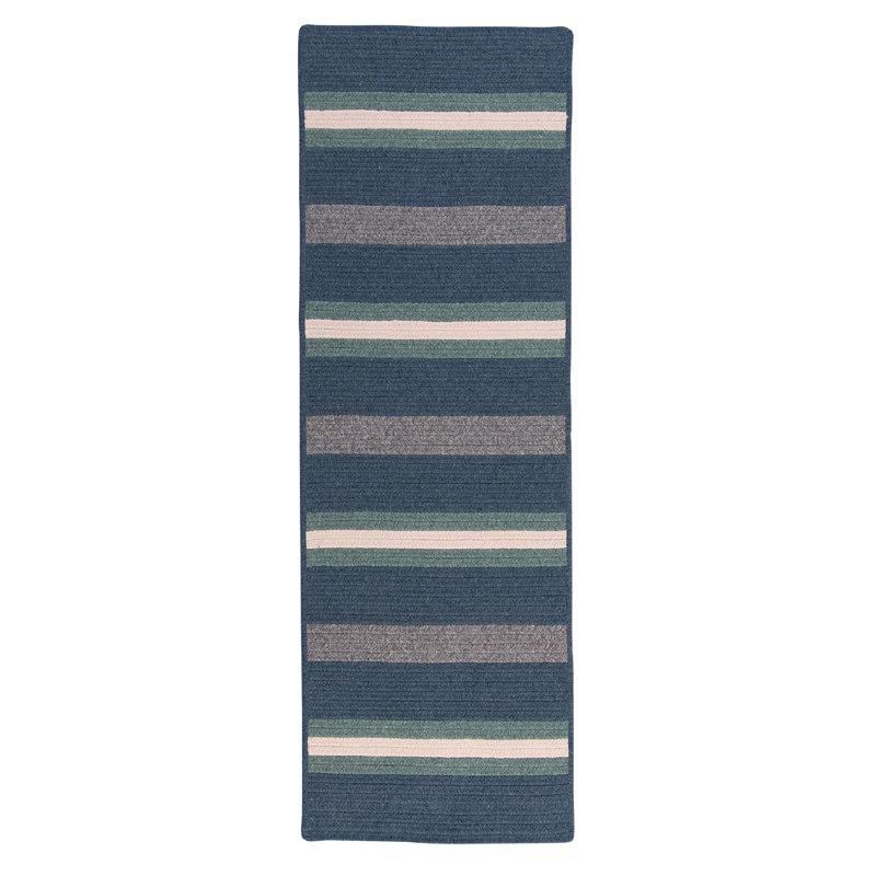 Tapis rayé bleu / gris Winkel, Tapis de couloir 2 pi x 8 pi