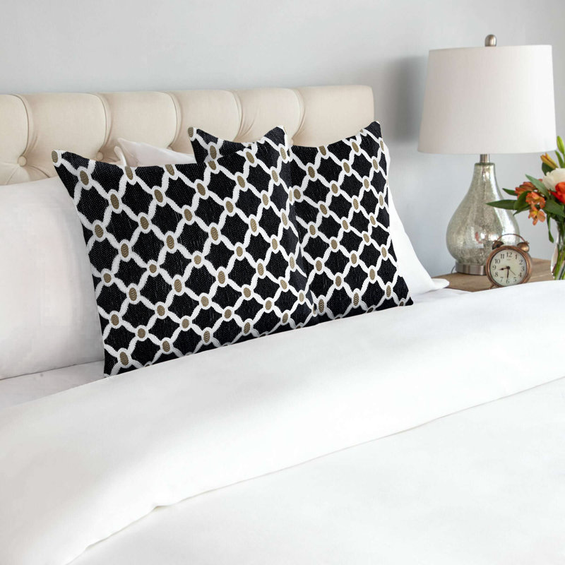 Beauville Geometric Square Throw Cushion, Black/Cream