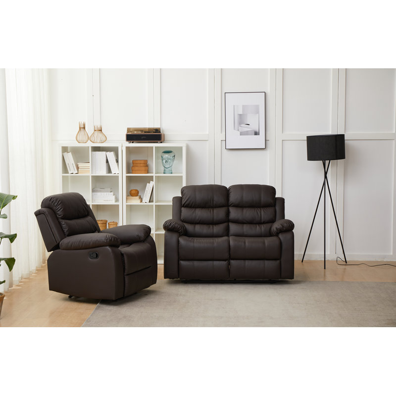Ensemble de salon inclinable en similicuir 2 pièces Connermara, Brun
