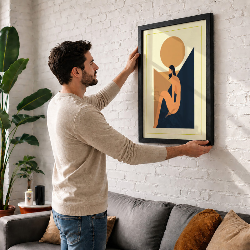 Woman in Profile Art Deco - Framed Print, A1 - 84.1 x 59.4 cm, Oak