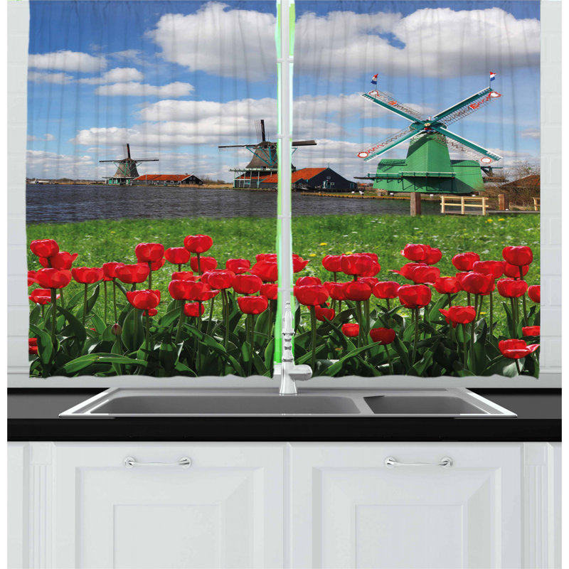 Floral Pointed Kitchen Curtain
