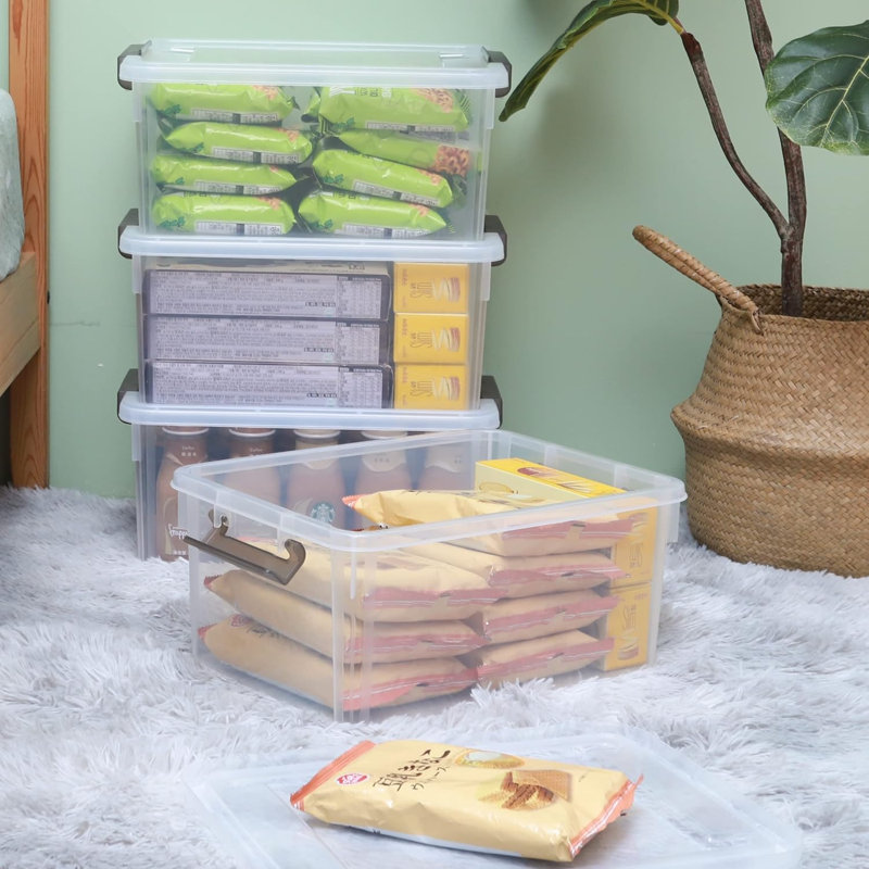 Plastic Storage Box with Latching Lid Clear (Set of 4), 15.9" H x 11.6" W x 7.3" D