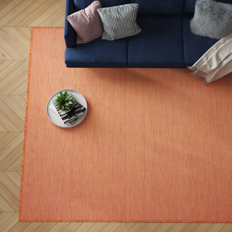 Lillehammer Solid Indoor/Outdoor Area Rug, Rectangle 6' x 9', Terracotta