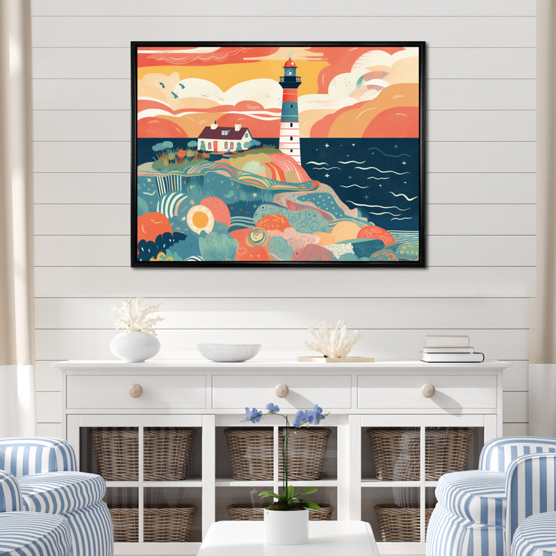 Phare côtier III, Cadre flottant noir, H 34 po x l 44 po x P 1,5 po