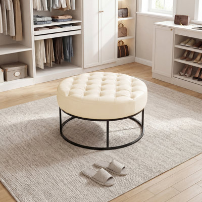 Owen Genuine Leather Round Ottoman