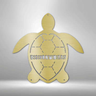 Décoration murale en acier personnalisée, monogramme de tortue, panneau en acier