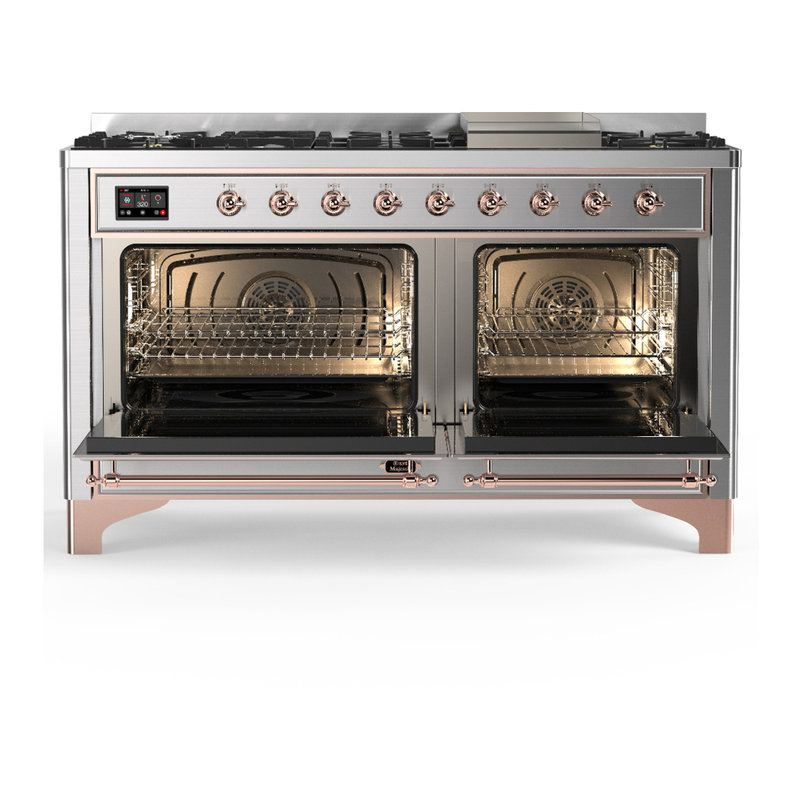 Majestic III Series 60 Inch Dual Fuel Range with 7 Sealed Burners, Griddle, in Blue Grey (Liquid Propane, Burnished Trim)