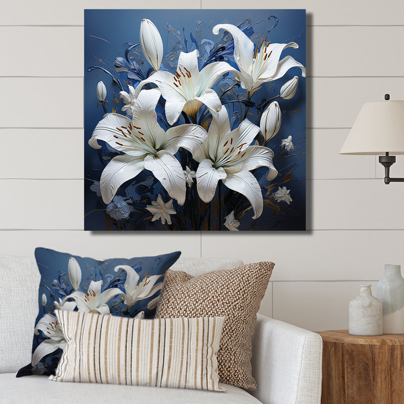 «White Lily Blue Pure Beauty Charm II», reproduction sur toile, Toile tendue, H 16 po x l 16 po x P 1 po