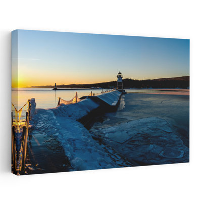 Sunset Grand Marais Harbor Grand Marais Minnesota USA by Tim Mulholland - Wrapped Canvas Print