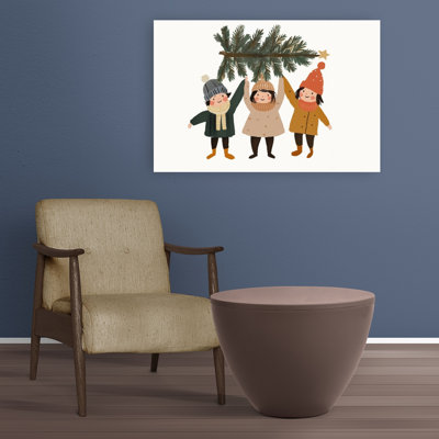 Cozy Kids Christmas Tree Abstract Contemporary Christmas Tree Pine Tree Fir Winter Landscape Wall Art Print 1 Piece Wrapped Canvas Wall Art