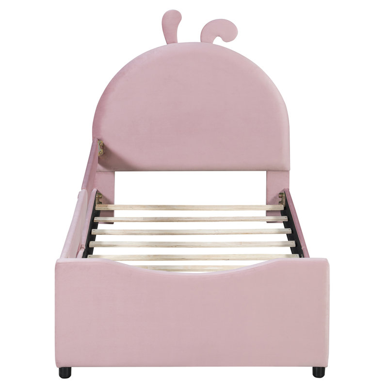 Lit plateforme tapissier Alafia, Rose