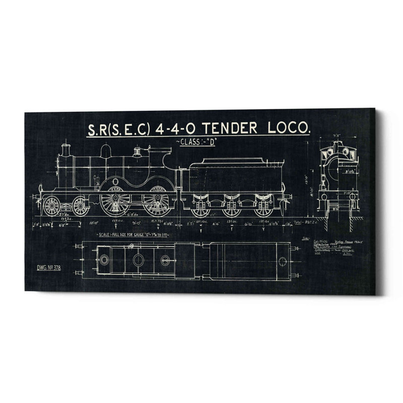 « ii », impression sur toile Train Blueprint, H 20 po x l 40 po x P 1,25 po