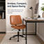 Chaise de bureau moderne capitonnée à hauteur réglable, style milieu du siècle, sans accoudoirs, en similicuir, structure en bois courbé, marron-1285770510