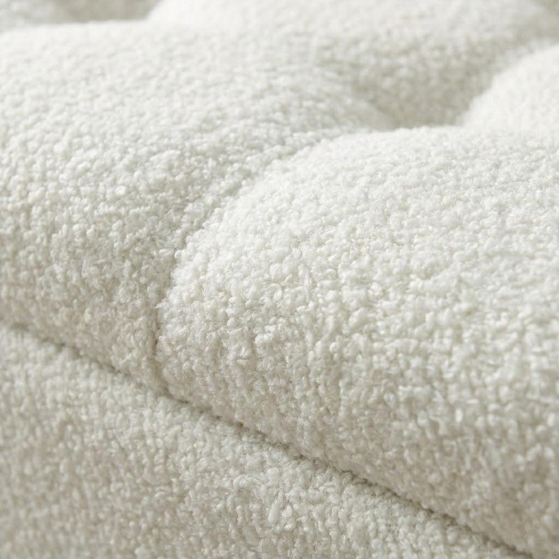 Repose-pieds capitonné avec repose-pieds rectangulaire capitonné Boucle, Blanc