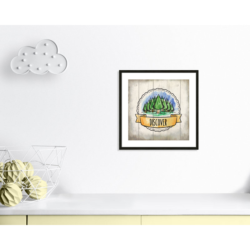 «Adventure is out There», art encadré 3, 22.5" H x 22.5" W x 1.18" D, Cadre boîte à grain de bois noir