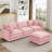 Modular Sectional Sofa, 102 Inch L Shaped Couch Set For Living Room, 3-Seater Comfy Cloud Couches With Movable Ottoman, DIY Combination, Chenille, Pink-1826750850