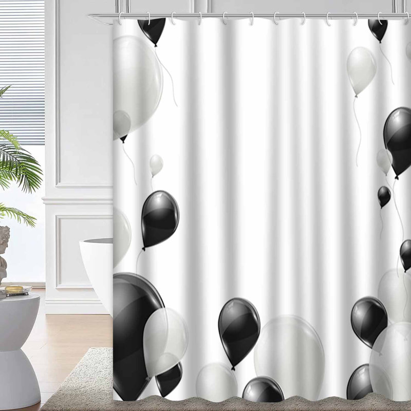 Rideau de douche noir avec 12 crochets, L 72 po x l 84 po