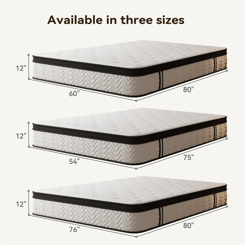 12" Medium Firm Hybrid and Cooling Foam Mattress, Pressure Relief, and Motion Isolation, CertiPUR-US, Mattress in a Box, King Size Mattress