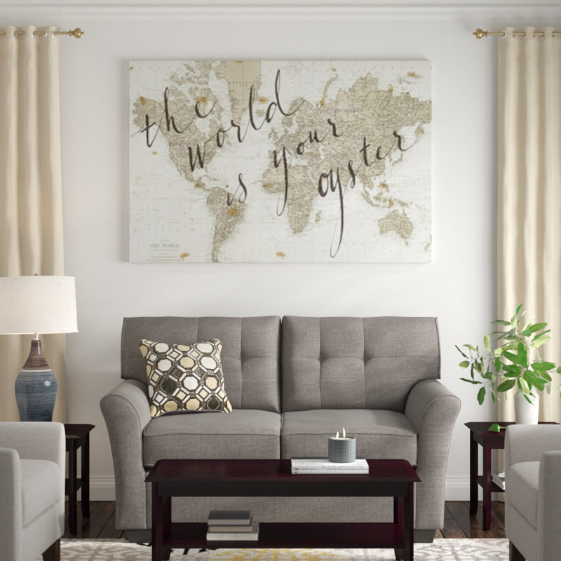 « The World is Your Oyster », impression, H 40 po x l 60 po x P 1,5 po, Toile encadrée de bois rustique foncé