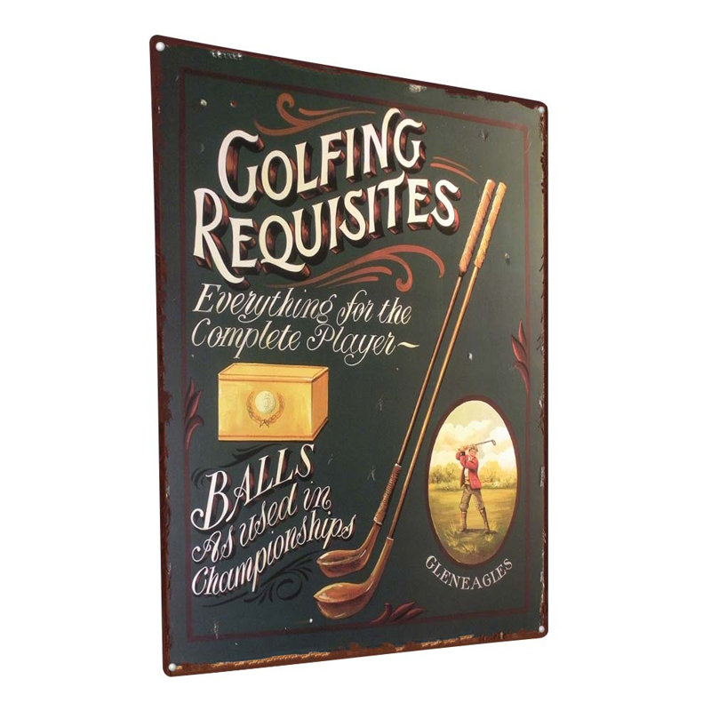 Signe en métal sur métal par Golf Requisites Print, H 15,5 po x l 11,5 po x P 0,04 po