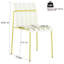 Paquet de 4 chaises rayées à blocs de couleur avec métal et Pp imperméable pour les zones de balcon intérieures / extérieures, blanc crème et jaune grain extérieur
